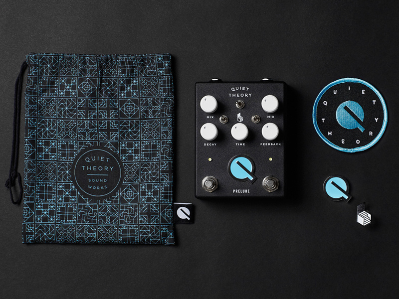 Quiet Theory pedal, packaging, patch, + pins by Keith Davis Young